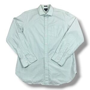 J.Crew Thompson Shirt Mens Size Large L 16-16.5 Mint Green Gingham Button Down‎